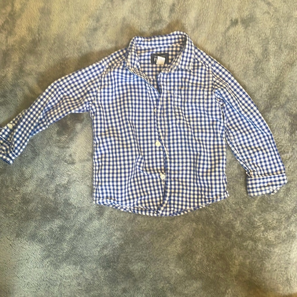 Blue & white checkered button up 3T